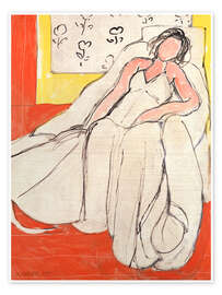 Obraz Young woman in white with red background, 1944 - Henri Matisse