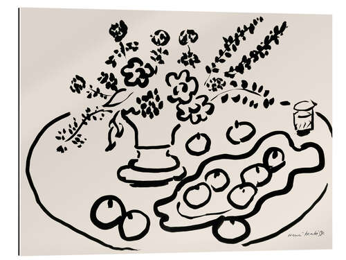 Gallery Print Stillleben mit Blumenvase und Obstteller, 1947