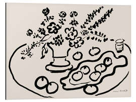 Magnettafel Stillleben mit Blumenvase und Obstteller, 1947