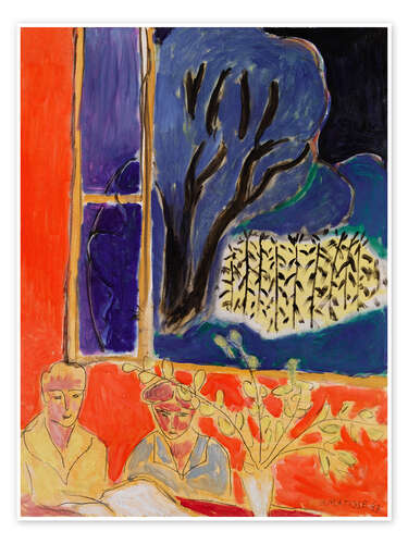 Poster Two Girls in a Coral Interior, Blue Garden, 1947