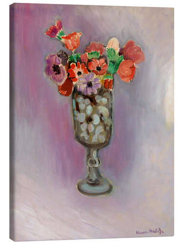 Lerretsbilde Anemones in a Glass Vase, 1919