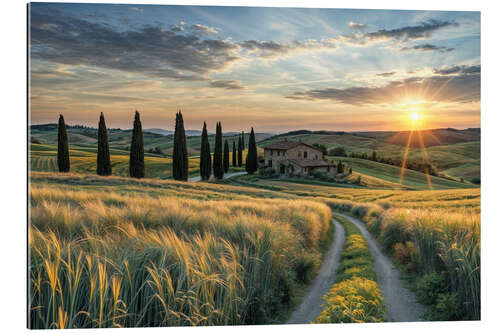 Stampa su plexi-alluminio Tramonto in Toscana