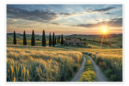 Plakat Tuscany Sunset