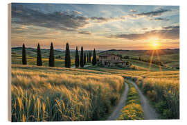 Trätavla Tuscany Sunset