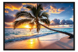 Gerahmter Kunstdruck Sonnenuntergang auf der Insel