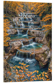 Acrylic print Waterfall in autumn