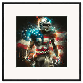 Impression artistique encadrée American football player in watercolour