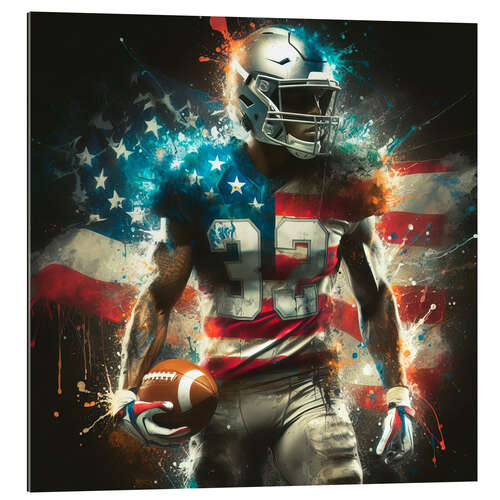 Gallery Print Amerikanischer Footballspieler in Aquarell