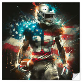 Muursticker American football player in watercolour