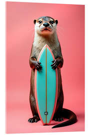 Akryylilasitaulu Otter with surfboard