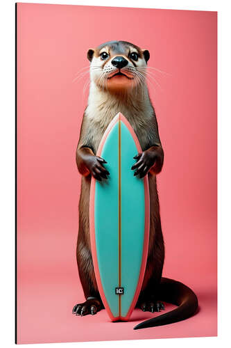 Alubild Otter mit Surfbrett
