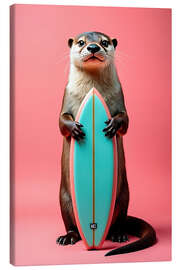 Leinwandbild Otter mit Surfbrett - nobelart