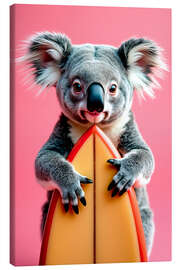 Leinwandbild Koala mit Surfbrett - nobelart