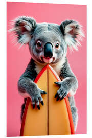 PVC-tavla Koala with surfboard