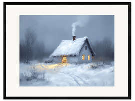 Gerahmter Kunstdruck Stimmungsvolle Winterlandschaft