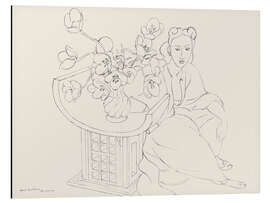 Magnettafel Sitzende Frau mit Tulpenvase, 1940