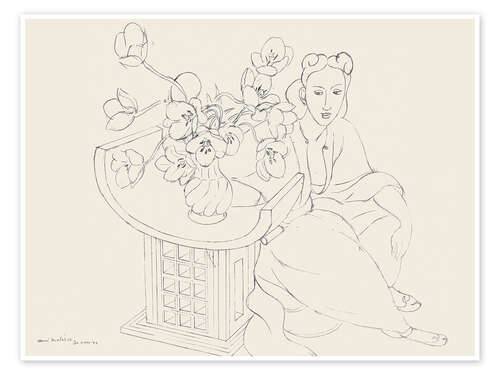 Poster Seated Woman with Tulip Vase, 1940