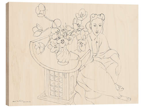 Wood print Seated Woman with Tulip Vase, 1940