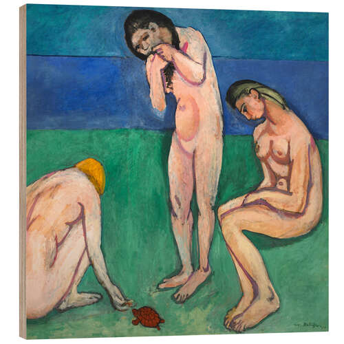 Tableau en bois Baigneurs avec une tortue, 1908