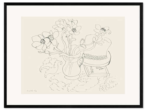 Impression artistique encadrée Vase d'Anemones, 1944