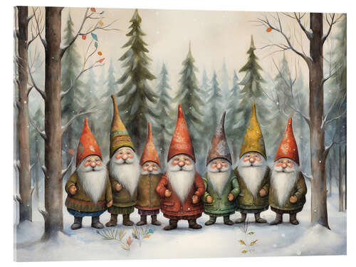 Acrylic print Gnomes in winter forest