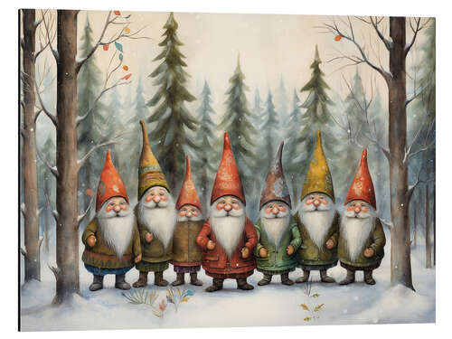 Stampa su alluminio Gnomes in winter forest