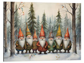 Tableau en aluminium Gnomes in winter forest