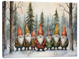 Canvas-taulu Gnomes in winter forest