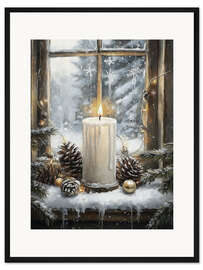 Gerahmter Kunstdruck Weihnachtskerze