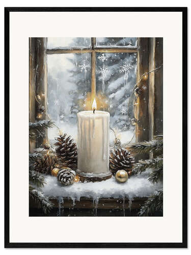 Impression artistique encadrée Christmas candle still life