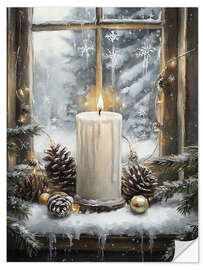 Selvklæbende plakat Christmas candle still life