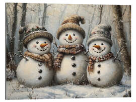 Cuadro de aluminio Three happy rustic snowmen - Olga Telnova