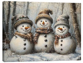 Obraz na płótnie Three happy rustic snowmen - Olga Telnova