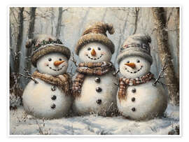 Obra artística Three happy rustic snowmen - Olga Telnova