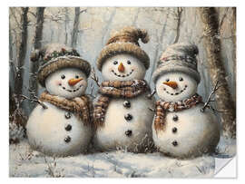 Sticker mural Three happy rustic snowmen - Olga Telnova