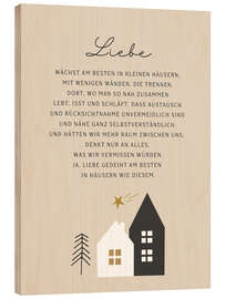 Print på træ Liebe gedeiht am besten... - Ohkimiko