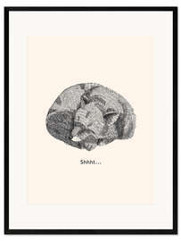 Gerahmter Kunstdruck Shhht! - Schlafender Fuchs