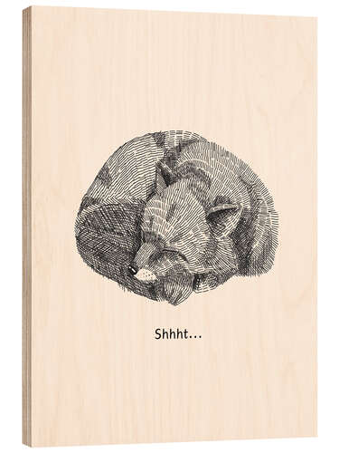 Wood print Shhht! - Sleeping Fox