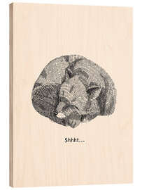 Cuadro de madera Shhht! - Sleeping Fox - Ohkimiko