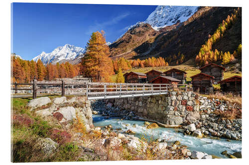 Acrylglas print Autumn in Lötschental, Valais, Switzerland