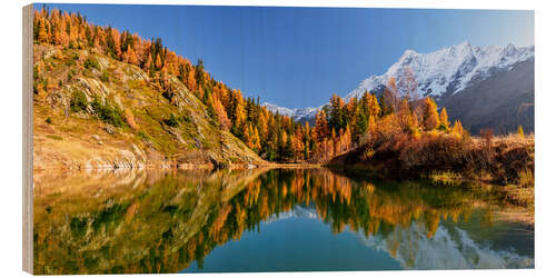 Holzbild Alpensee im Lötschental, Wallis, Schweiz