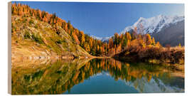 Holzbild Alpensee im Lötschental, Wallis, Schweiz - Achim Thomae
