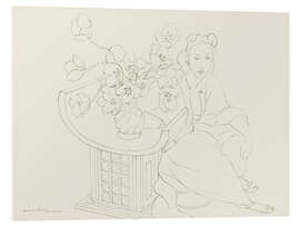 Hartschaumbild Sitzende Frau mit Tulpenvase, 1940