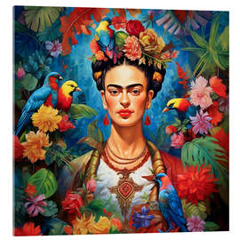 Acrylic print Frida Kahlo vintage floral portrait