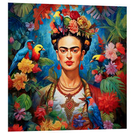 Bilde på skumplate Frida Kahlo vintage floral portrait