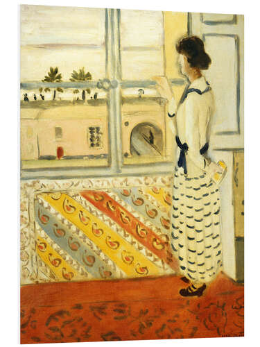 Print på skumplade Young Woman at the Window, Striped Dress, 1922