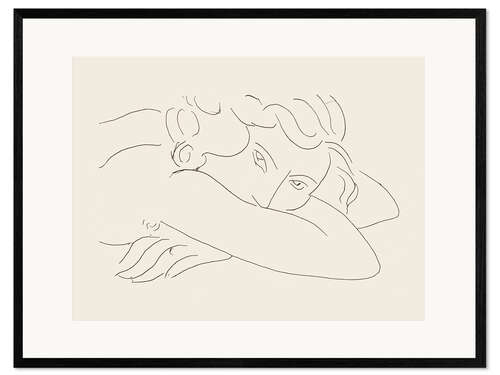 Kunsttryk i ramme Head and Arms of Reclining Nude