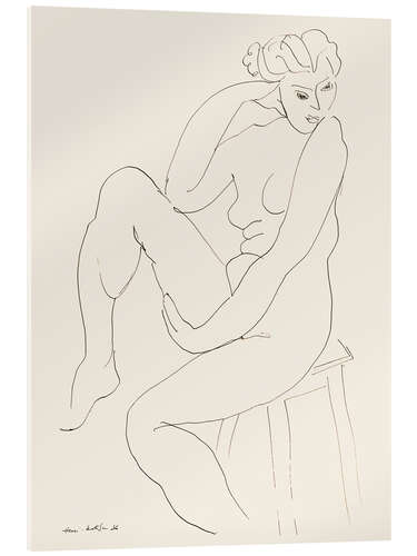 Tableau en verre acrylique Nu assis sur un tabouret, 1936