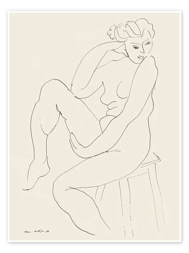 Poster Nude sitting on a stool, 1936
