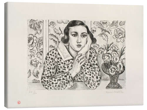 Obraz na płótnie Young Girl Leaning by Flowered Screen, 1923